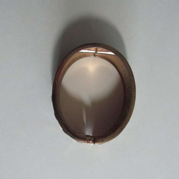 Vintage Black Enamel Gold Dot Metal Hinged Oval Bangle Fashion Jewelry Bracelet - Picture 7 of 9